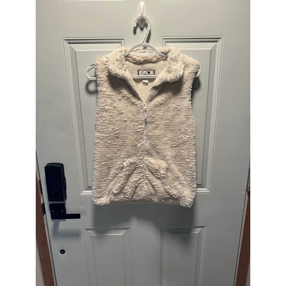 Girls‎ Widgeon Cream Faux Fur Zip Up Vest Size L
